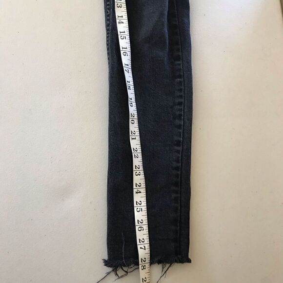 Re/done button fly dark was destroyed skinny fit busted knees raw hem - Picture 10 of 11